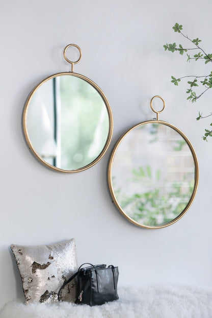 26" x 32" Circle Wall Mirror with Gold Metal Frame, Accent Mirror for Living Room, Entryway, Office - Groovy Boardz