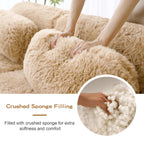 Crushed sponge filling inside Modular Plush Sofa - Light Khaki, offering enhanced softness and long-lasting comfort.