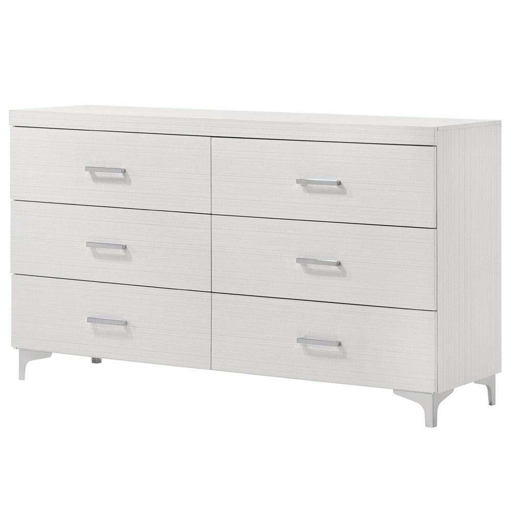 White 6-Drawer Dresser – Modern Bedroom Storage.