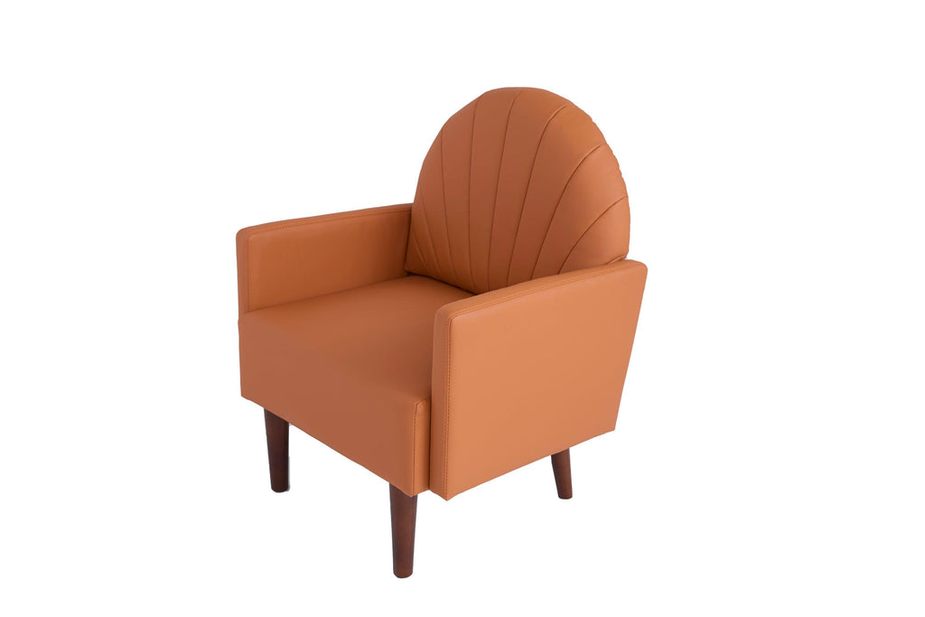 Shell-Shaped Armchair with PU Leather Upholstery.