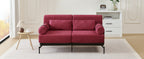 Modern Loveseat Sofa 59' Sofa Couch 2-Seater with USB Ports, Unique Cylindrical Armrests, Red Chenille