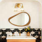 Teardrop Wooden Wall Mirror for Modern Home Decor.