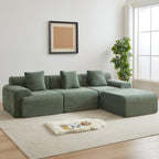 114-Inch Modular Corduroy Sofa with Adjustable Configuration.