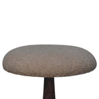 Solid Wood Boucle Teak Accent Stool for Modern Living.
