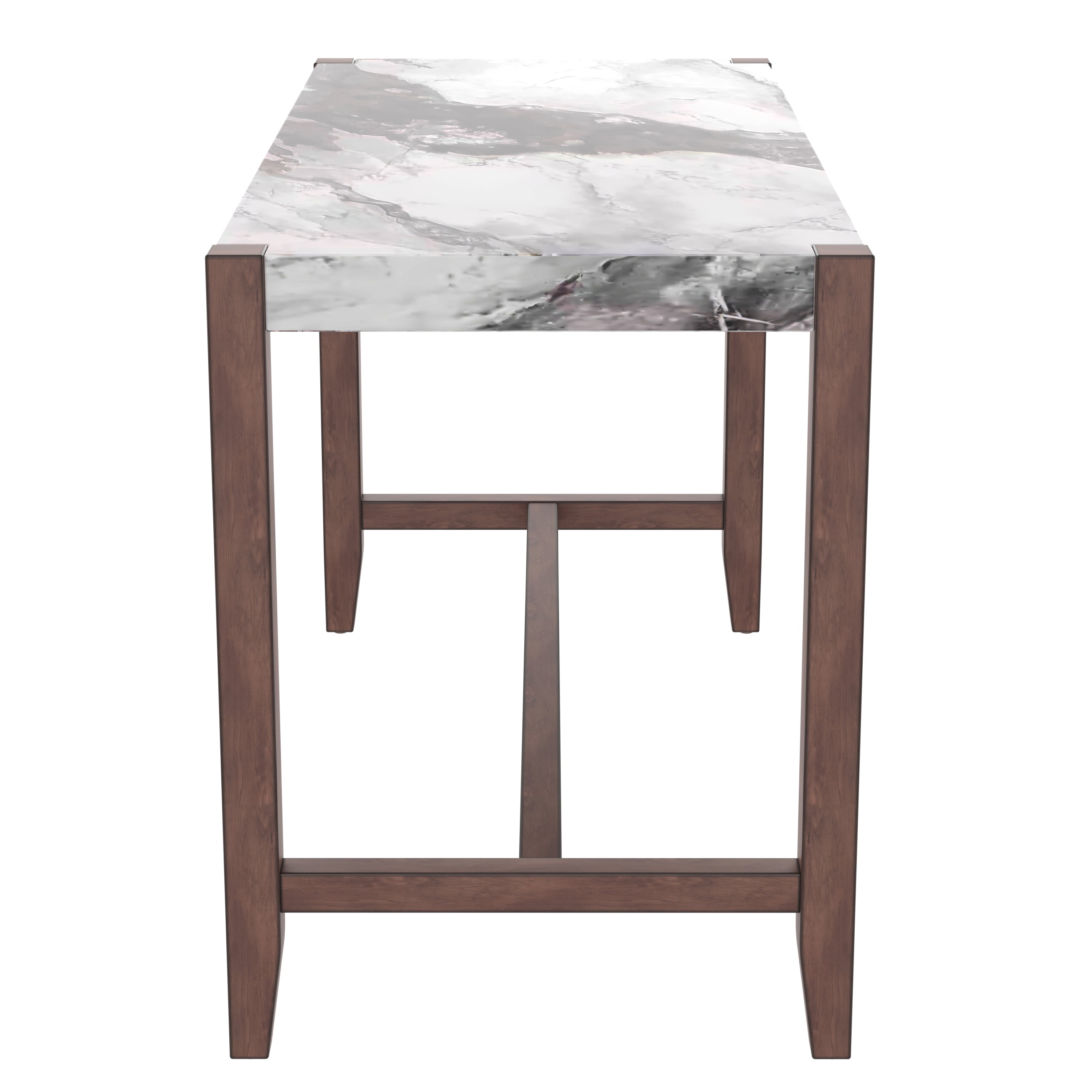 3-Piece Counter Height Dining Table Set for 2, Faux Marble Bar Table and 2 Upholstered-Seat Chairs, Mid-century Modern Dining Set for Dining Room, Pub Kitchen, Small Place