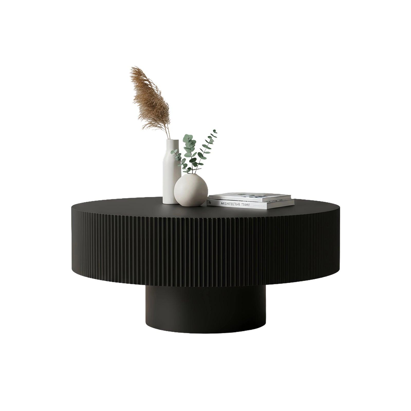 Fluted Round Coffee Table - Mid Century Modern Design.