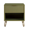 Dumbo 20' Fluted Nightstand in Olive Green (1-Drawer)