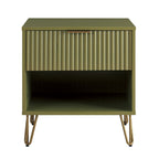 Dumbo 20' Fluted Nightstand in Olive Green (1-Drawer)