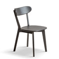 Solid Oak Dining Chair in black wood finish with curved backrest and minimalist design, ideal for modern dining rooms.