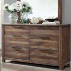 Rustic Natural Tone Dresser with Felt-Lined Drawers.