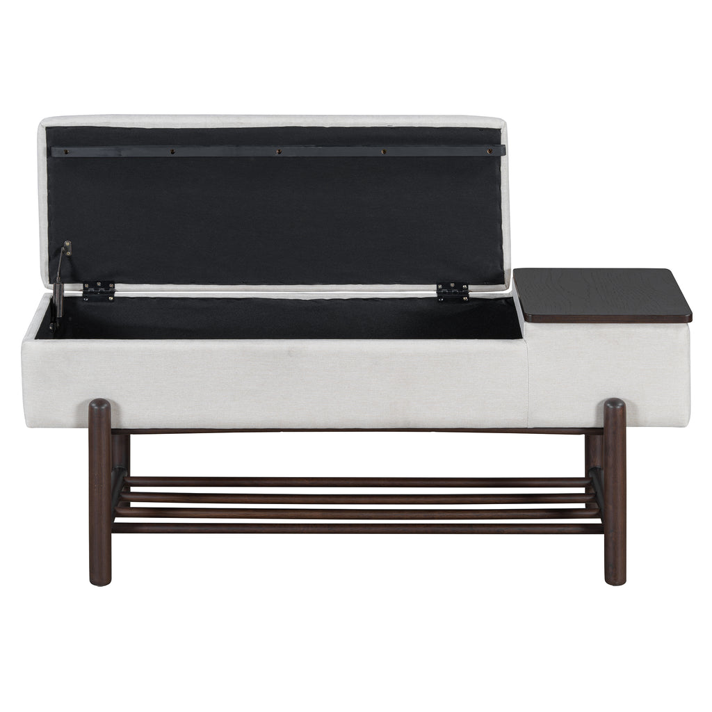 TREXM Farmhouse Upholstered Storage Bench with Hidden Compartment, Modern Entryway Bench for Living Room, Entryway, and Hallways (Espresso)