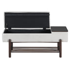 TREXM Farmhouse Upholstered Storage Bench with Hidden Compartment, Modern Entryway Bench for Living Room, Entryway, and Hallways (Espresso)