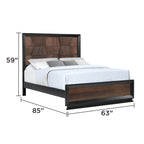 Houston Queen Bed - Walnut Frame with dimensions 85x63x59 inches, showcasing sleek design and durable walnut wood for elegant bedroom decor.