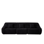 Straight layout of Modern Black Modular Sofa - Luxury Chenille 4-Seater with deep seats and plush cushions for modern home decor.
