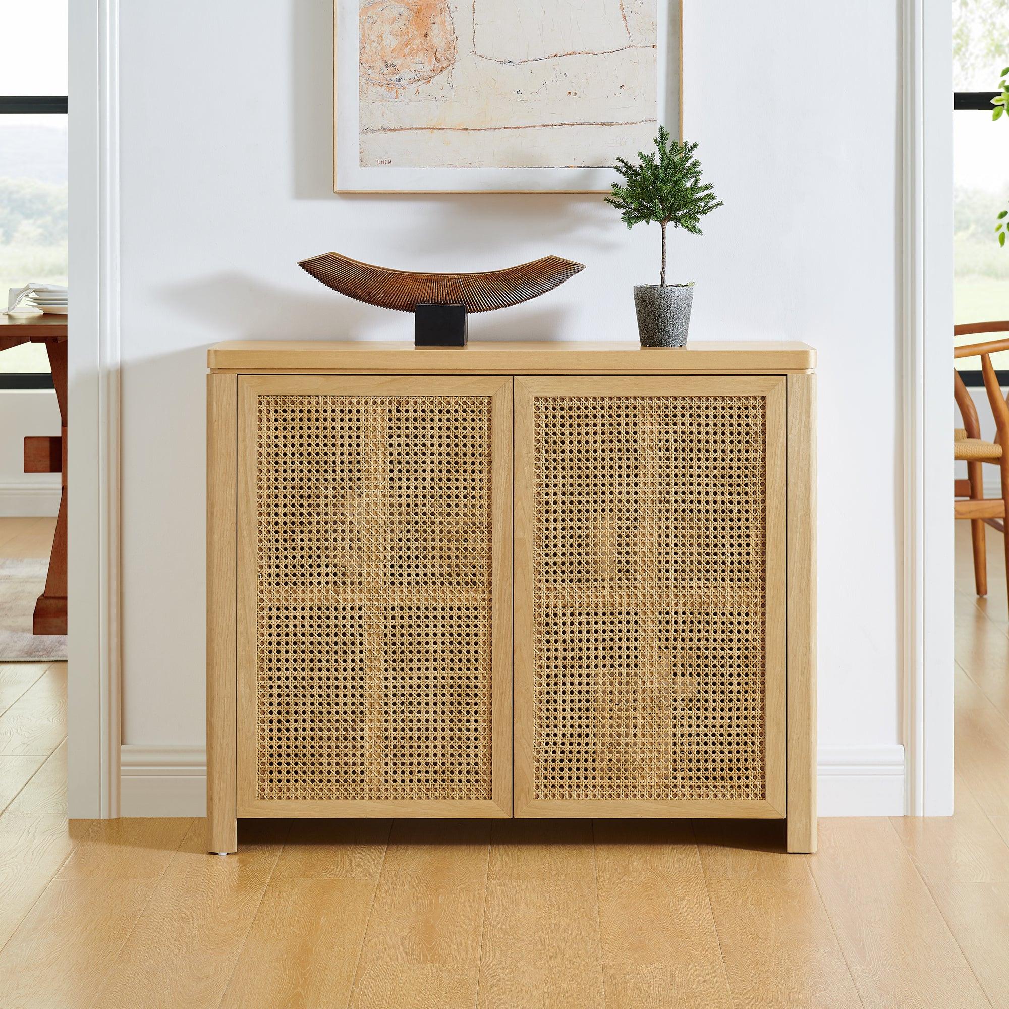 39.4' Rattan Sideboard Buffet Cabinet for Modern Storage.