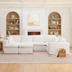 107'' Modern Boucle Sectional Sofa with Moveable Ottomans.