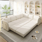 115.2' L-Shaped Sofa Bed with USB Port and Side Pocket.