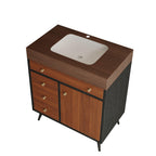 Mid-Century Modern Bathroom Vanity with Ceramic Sink.