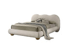 King Size Boucle Upholstered Bed with Wood Feet.