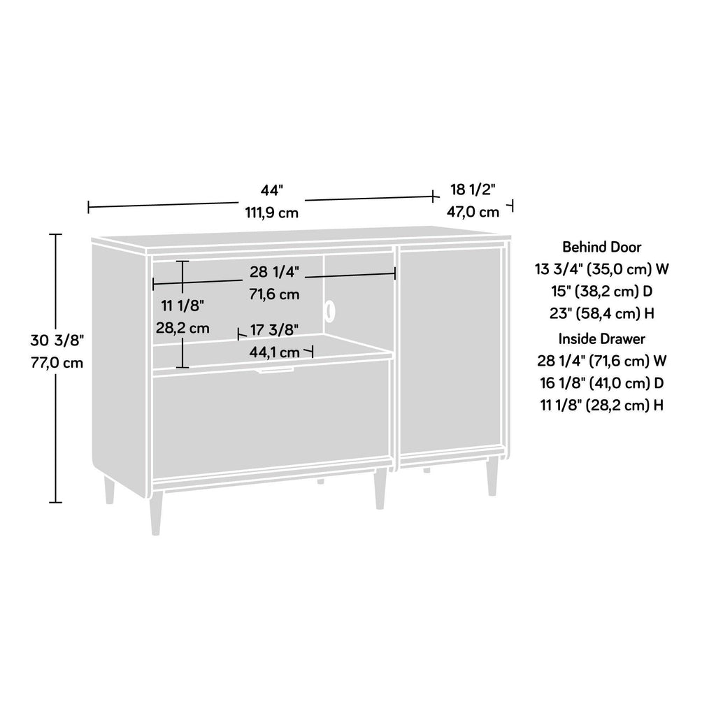 Credenza for TVs up to 46 inches with Concealed Storage.
