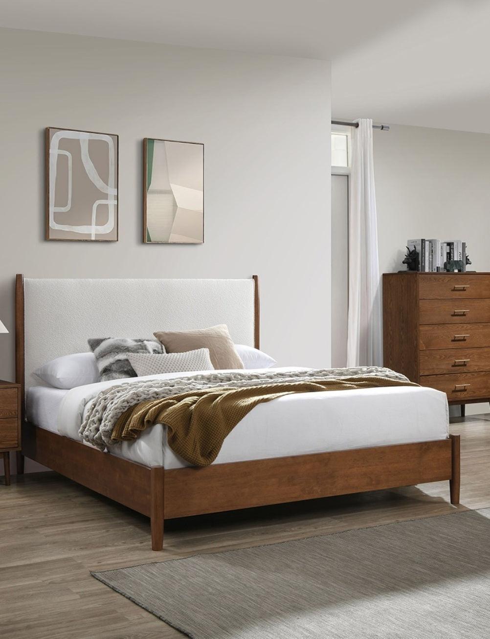 Walnut 3pc Bedroom Set with Full Bed and Nightstands.