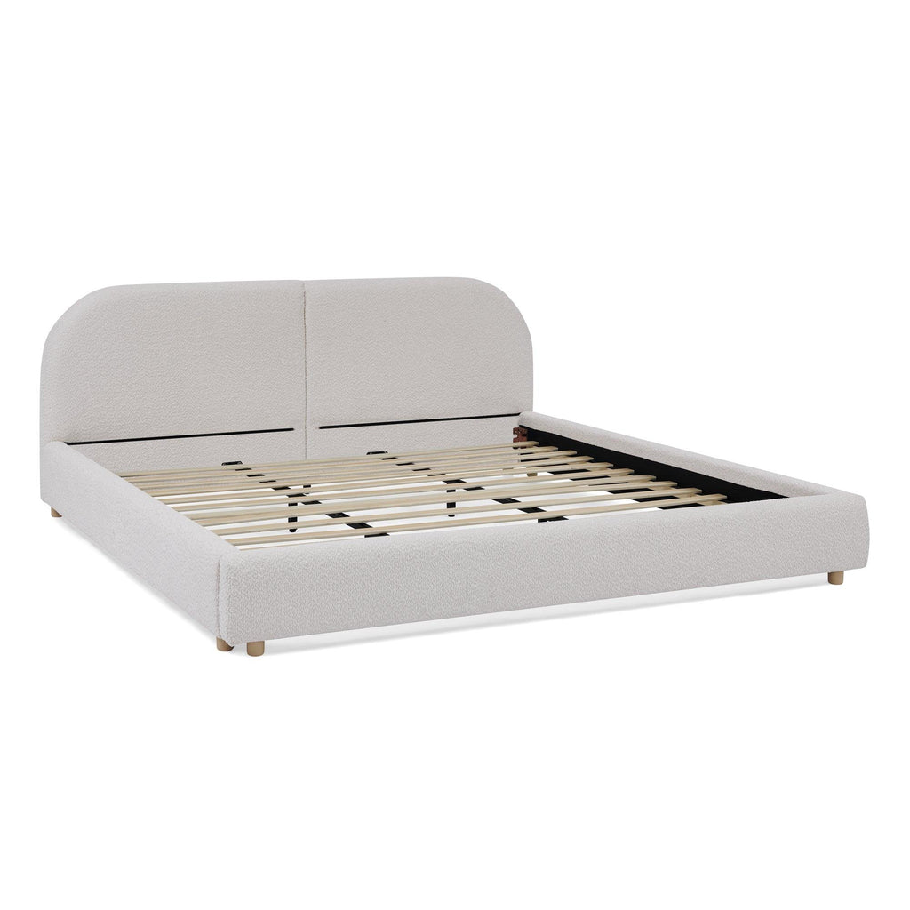 King Size Upholstered Bed Frame with Curved Headboard.