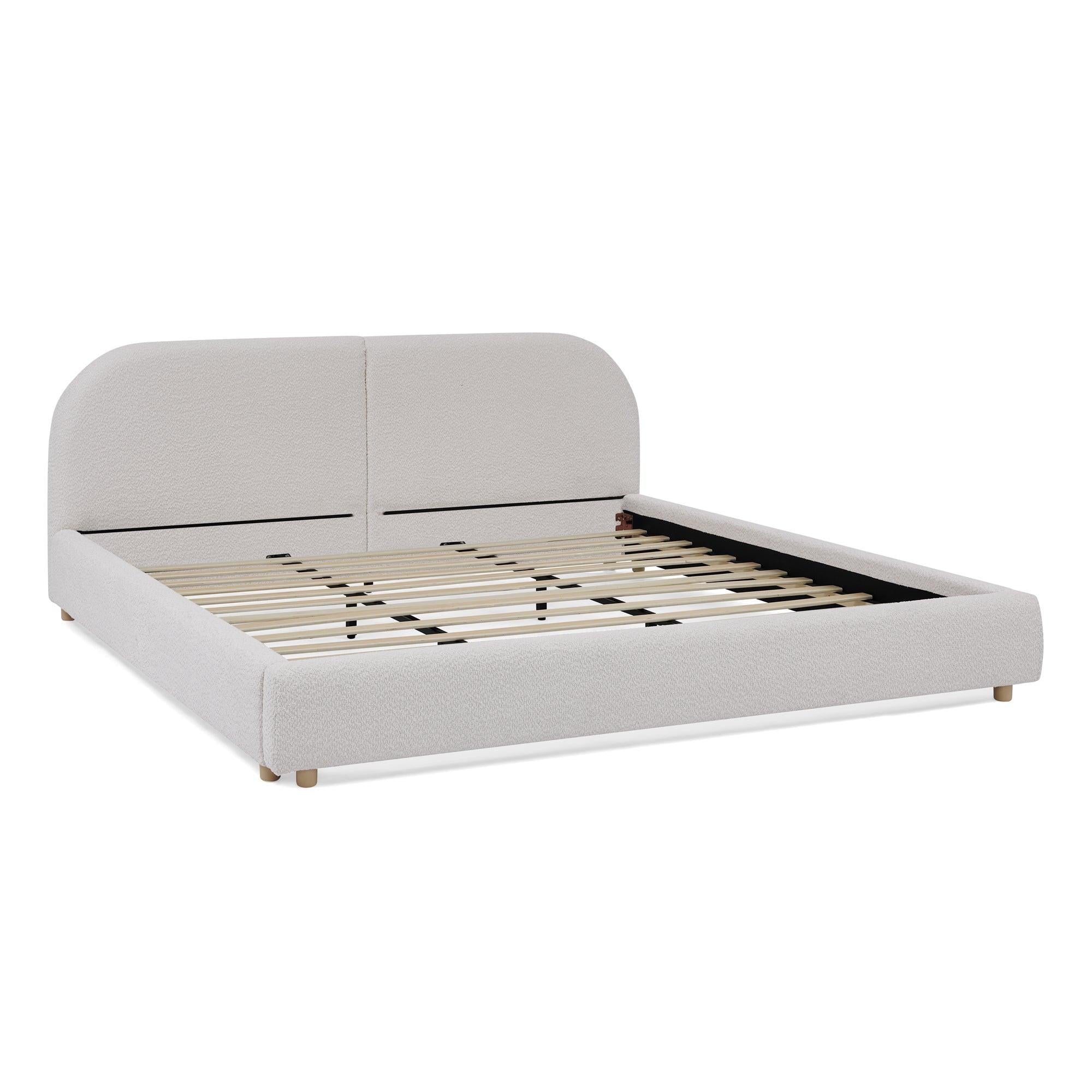 King Size Upholstered Bed Frame with Curved Headboard.