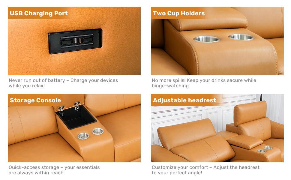 6-Piece Modular Leather Sofa for Living Room.