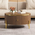 Modern Round Coffee Table with Storage Drawers.