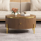 Modern Round Coffee Table with Storage Drawers.