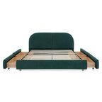 Queen Size Upholstered Bed Frame in Green.