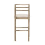 Rear view of Ladder Back Bar Stool showing three horizontal wooden slats and sturdy leg construction for support.