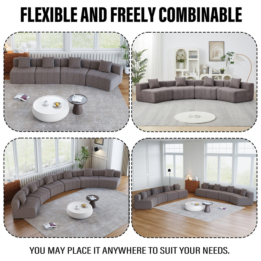 Modular Chenille Sofa Sectional with 2 Pillows.