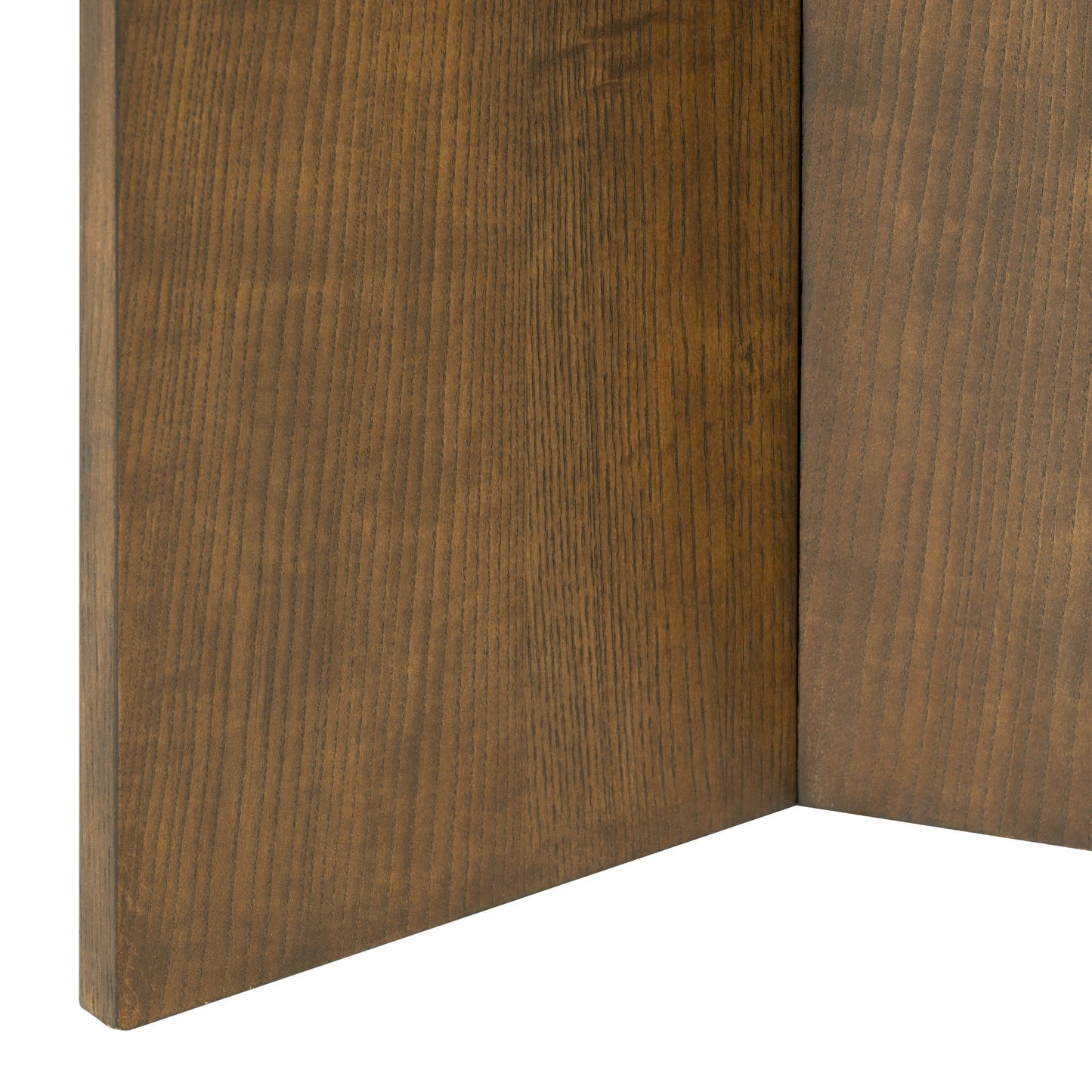 Detailed close-up of the Sadie Walnut Brown Accent Table base showing wood texture and craftsmanship in the cross-leg design.
