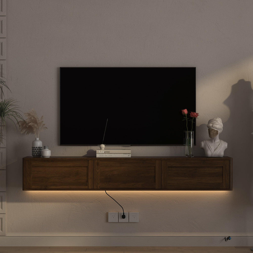 Floating TV Stand with LED Lights for Living Room.