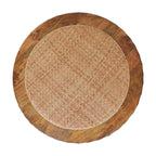 Artisan Solid Wood Coffee Table with Rattan Design.