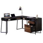 L-Shaped Desk with 2 Drawers and Cubbyholes.