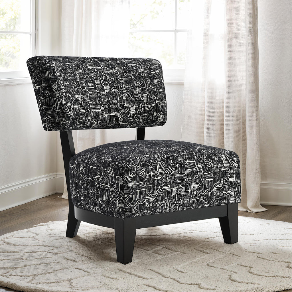 Black Finish 1pc Accent Chair Armless Design And Angled design Tapered Legs Primary Living Room Accent Chair