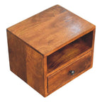 Solis 1-Drawer Chestnut Wall-Mounted Nightstand, 1 Open Slot, Brown.