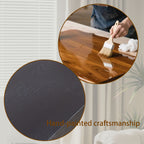 Hand-painted craftsmanship process of black console table, emphasizing artisanal wood finishing and quality.