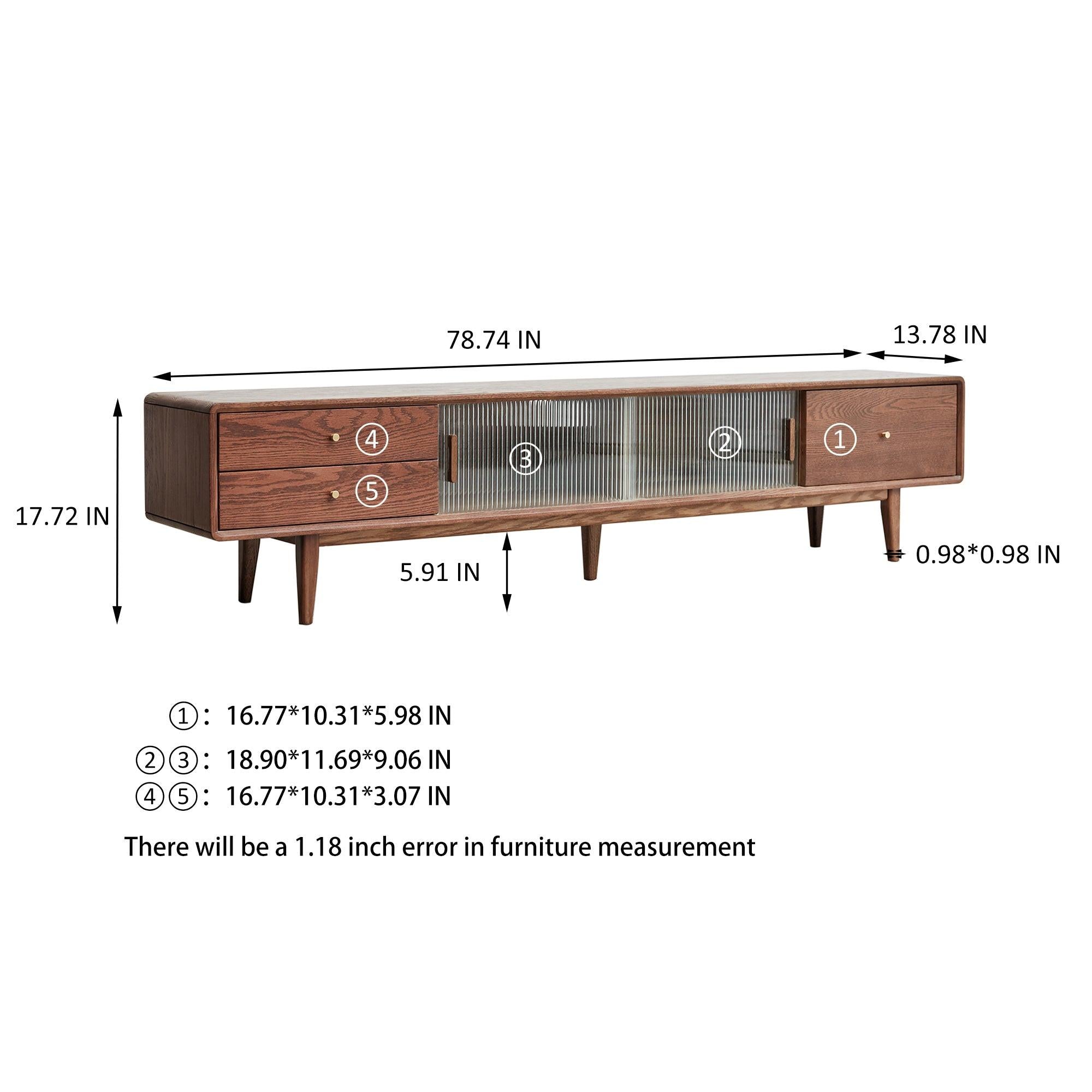 Solid Red Oak TV Cabinet with Glass Doors and Storage.