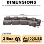 Modular Chenille Curved Sectional Sofa with 4 Pillows.