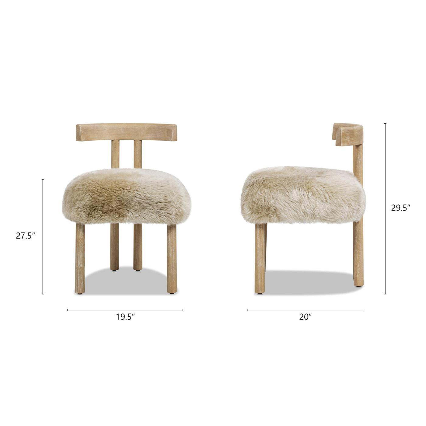Genuine Sheepskin Dining Chair with Split Back Design.