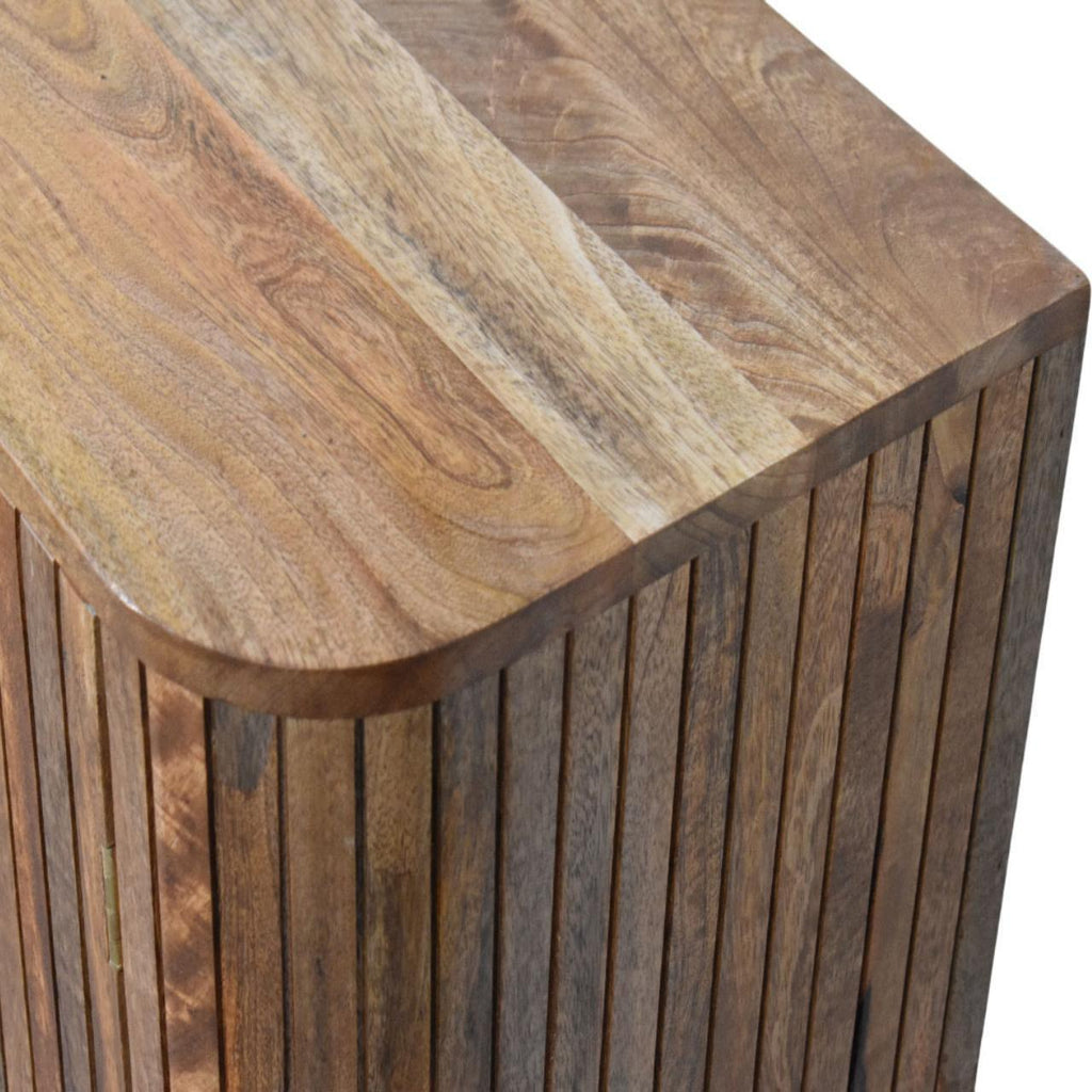 Solid Wood Fluted Curve Cabinet for Modern Interiors.