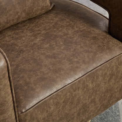 29.1'W Swivel Accent Open Back Barrel Chair Modern Comfy Sofa Chair With Weathered Base For Nursery Bedroom Living Room Hotel Office, Club Chair Leisure Arm Chair For Lounge (Coffee,PU)