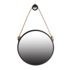 29.5" in On-trend Hanging Round Mirror with Black Framed and with Rope Strap Contemporary Industrial Decor for Bathroom, Bedroom, or Living Space - Groovy Boardz