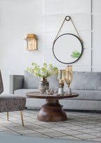 29.5" in On-trend Hanging Round Mirror with Black Framed and with Rope Strap Contemporary Industrial Decor for Bathroom, Bedroom, or Living Space - Groovy Boardz