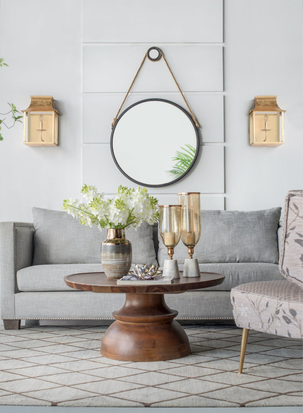 29.5" in On-trend Hanging Round Mirror with Black Framed and with Rope Strap Contemporary Industrial Decor for Bathroom, Bedroom, or Living Space - Groovy Boardz