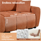 Boucle fabric modular sectional sofa with ottoman featuring 31.5-inch wide seat, pocket springs, and high-density foam for comfort.