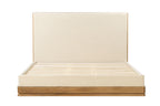Zoey Beige Fabric Oak Queen Bed.